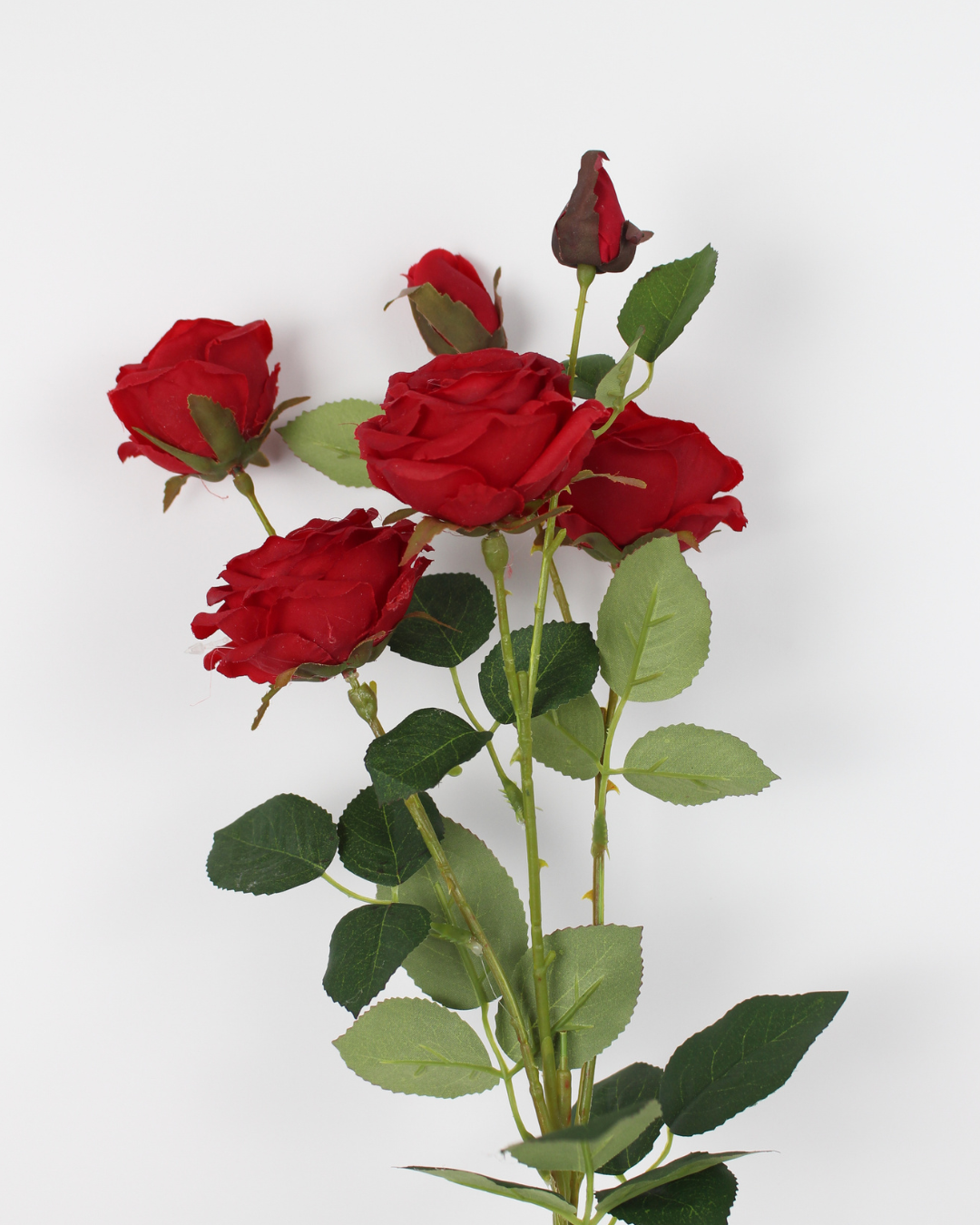 Artificial 4-Head Rose Stick Flower | Realistic Faux Rose Stem