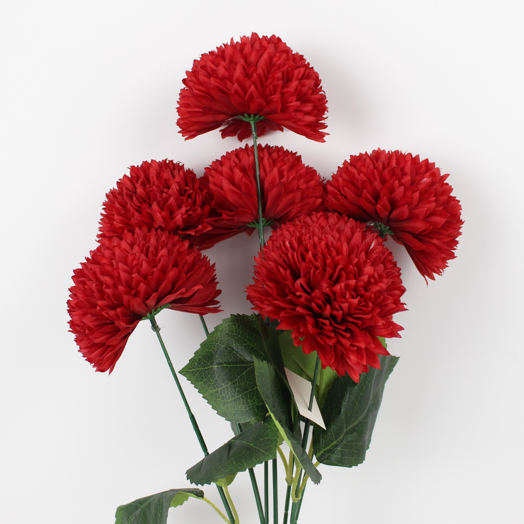 Artificial Chrysanthemum Ball Flower 7 Head Bunch | Realistic Faux Flowers