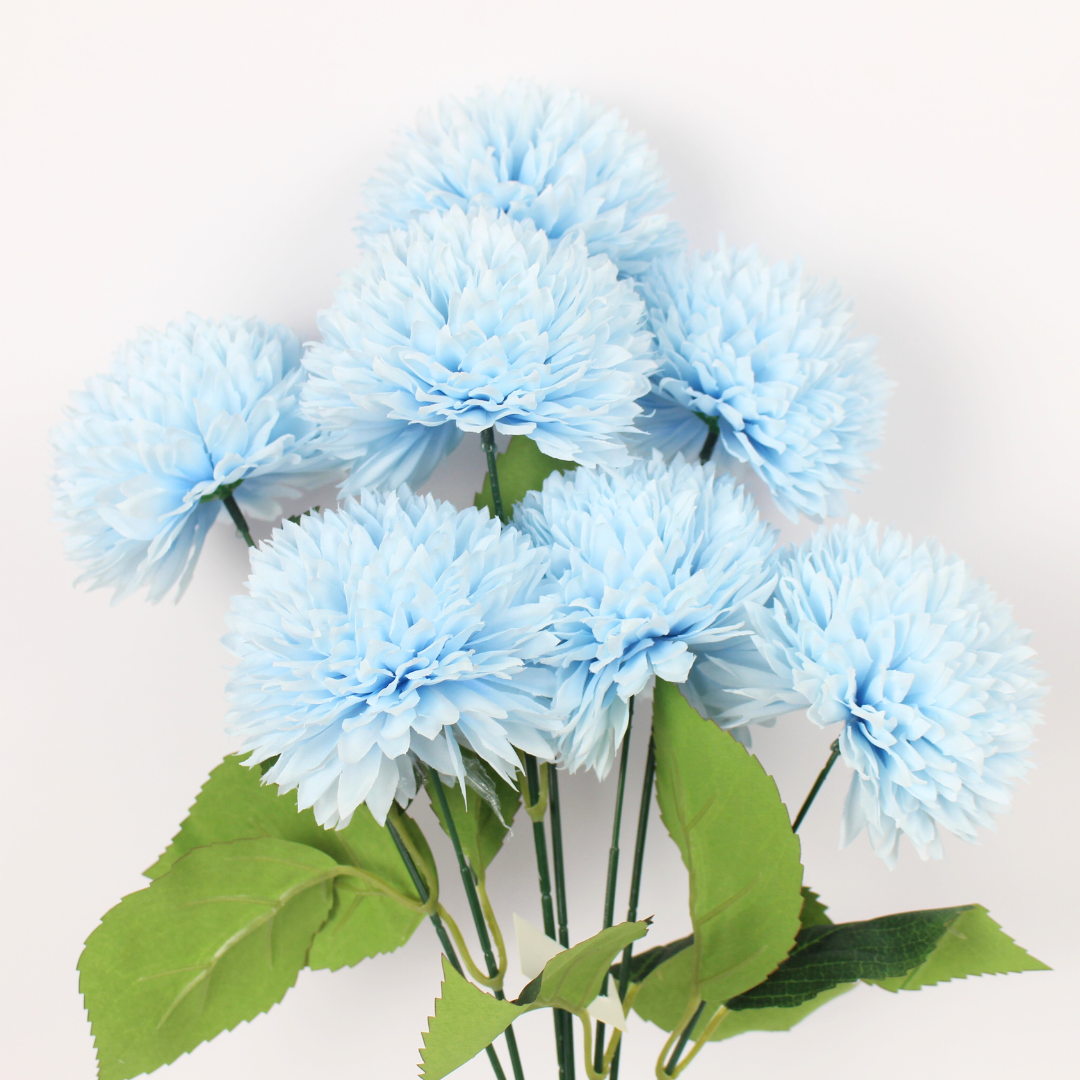 Artificial Chrysanthemum Ball Flower 7 Head Bunch | Realistic Faux Flowers