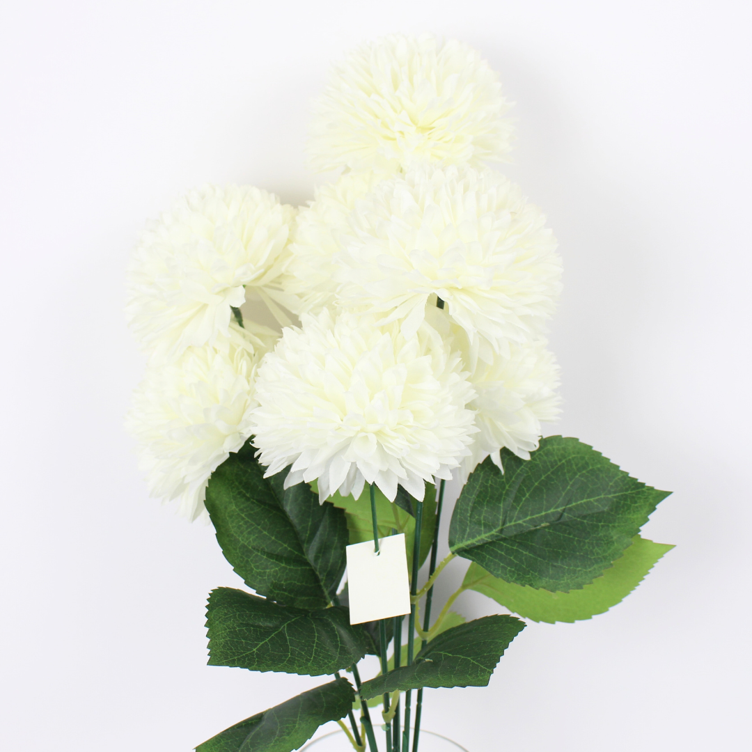 Artificial Chrysanthemum Ball Flower 7 Head Bunch | Realistic Faux Flowers