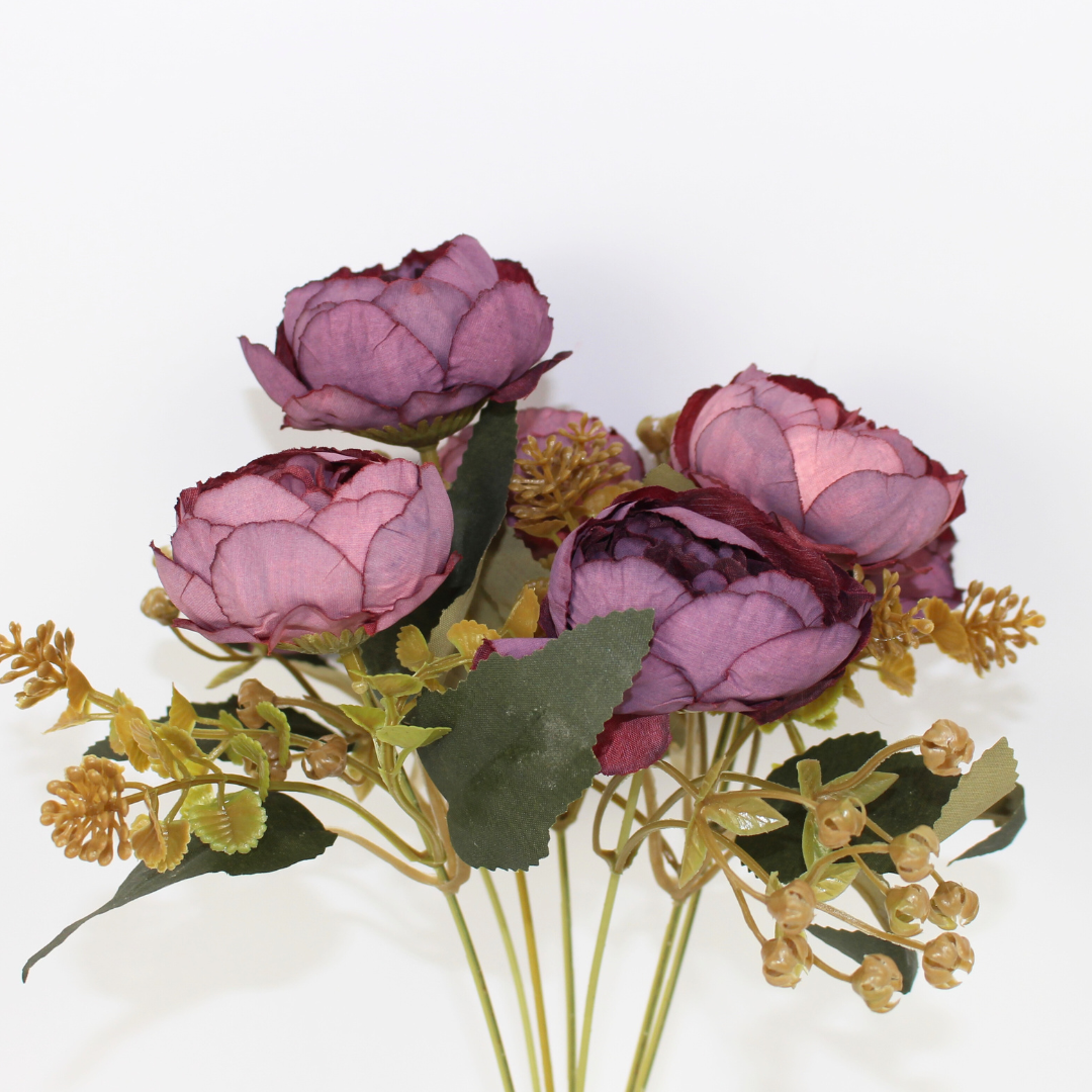 Artificial Baby Peony Flower Bunch | Realistic Faux Peony Flowers