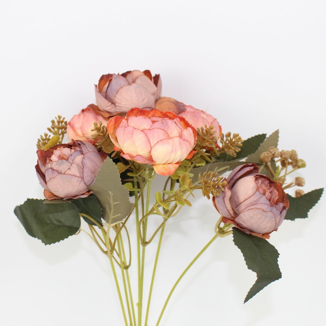 Artificial Baby Peony Flower Bunch | Realistic Faux Peony Flowers