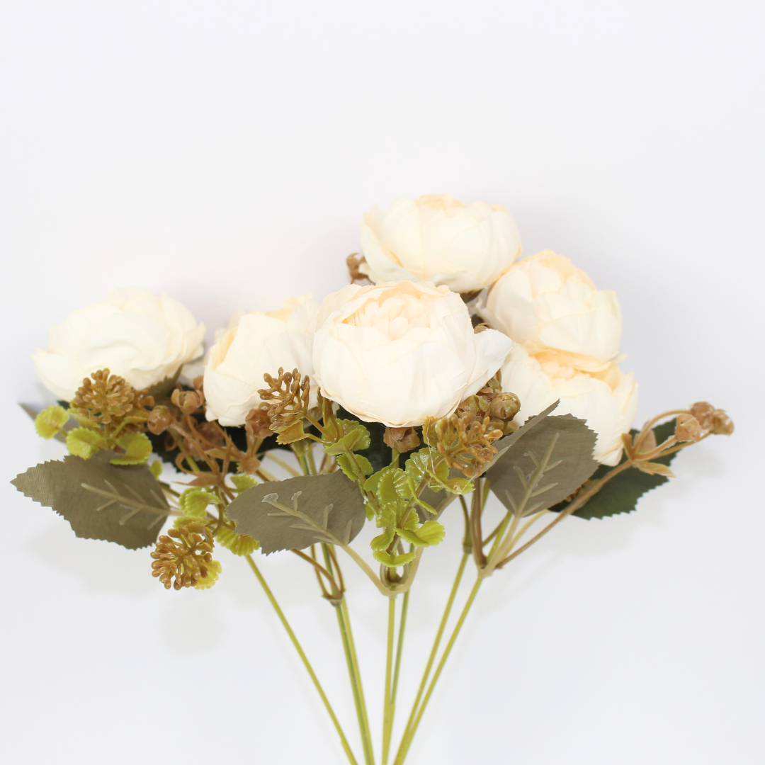 Artificial Baby Peony Flower Bunch | Realistic Faux Peony Flowers