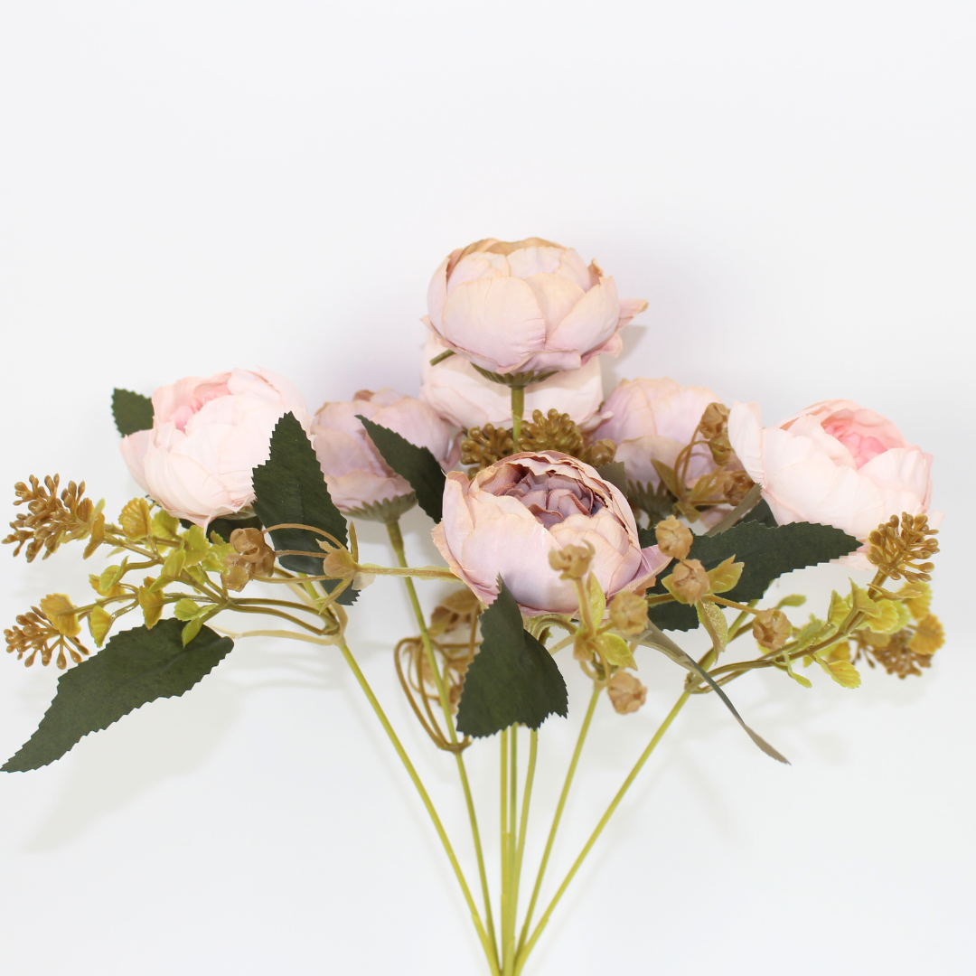 Artificial Baby Peony Flower Bunch | Realistic Faux Peony Flowers