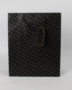 Paper Bag with Golden Polka Dot and Empty Tag | Large Gift Bags – 12pcs