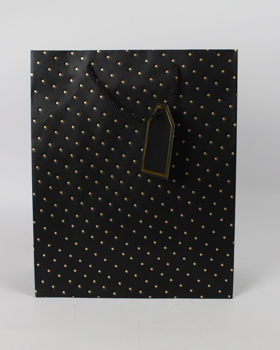 Paper Bag with Golden Polka Dot and Empty Tag | Large Gift Bags – 12pcs
