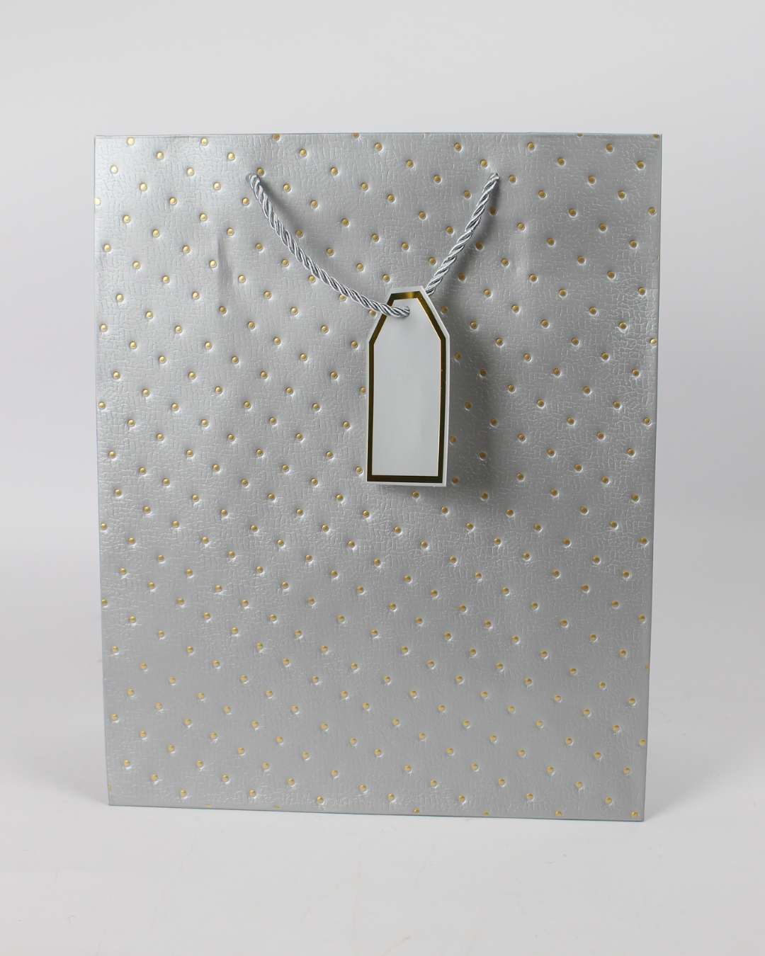 Paper Bag with Golden Polka Dot and Empty Tag | Large Gift Bags – 12pcs