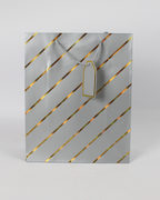 Paper Bag with Gold Foil Line Print and Empty Tag | Large Gift Bags – 12pcs