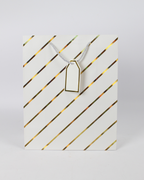 Paper Bag with Gold Foil Line Print and Empty Tag | Large Gift Bags – 12pcs