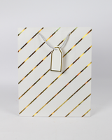 Paper Bag with Gold Foil Line Print and Empty Tag | Large Gift Bags – 12pcs