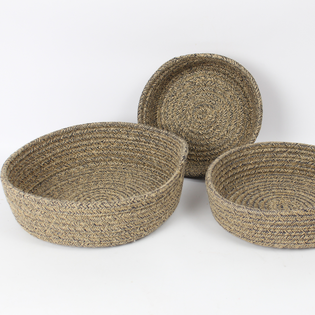 Natural Jute Round Nesting Basket Set – 3pcs | Eco-Friendly Storage & Décor