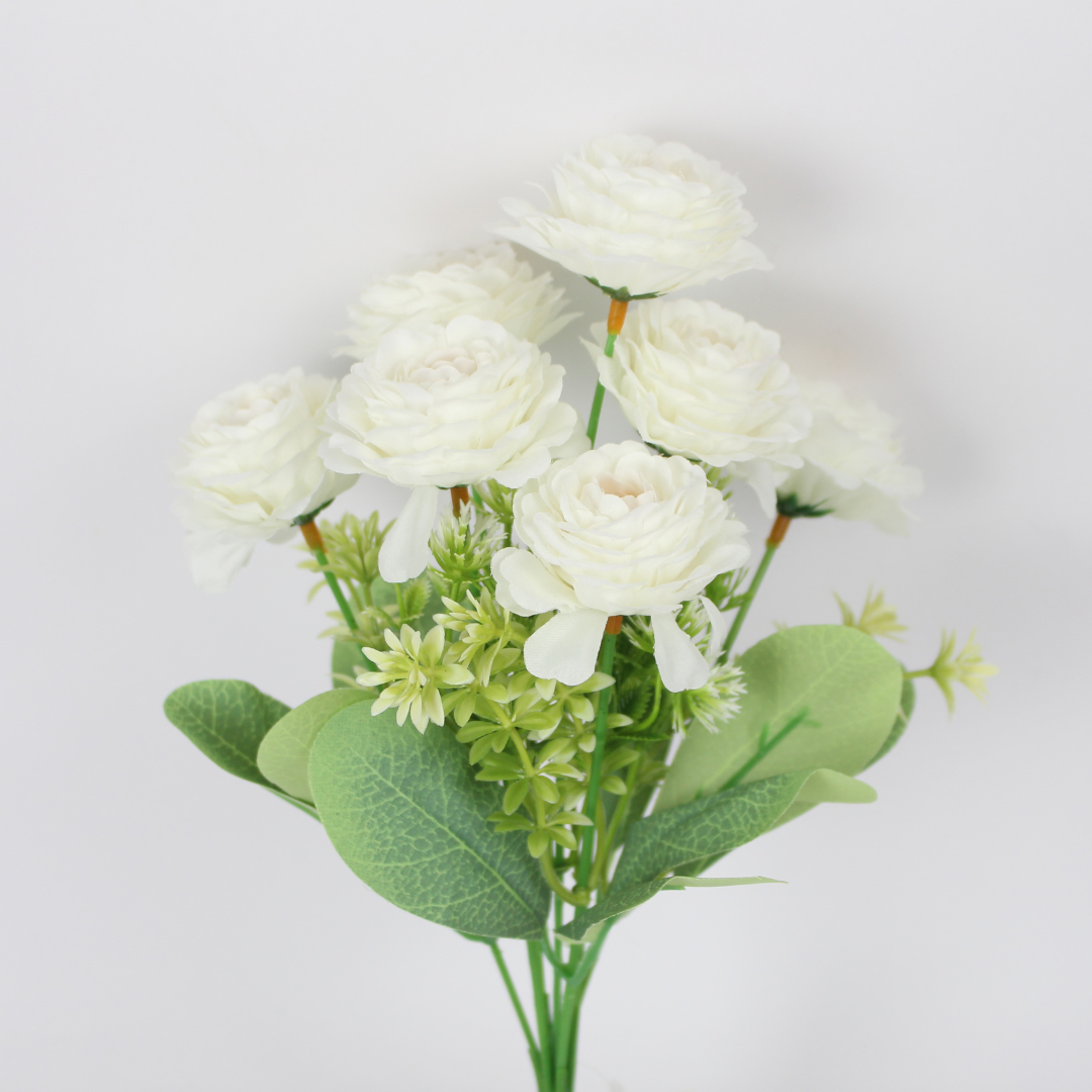 Artificial Buttercup Flower with Bud | Fake Ranunculus Floral Stem