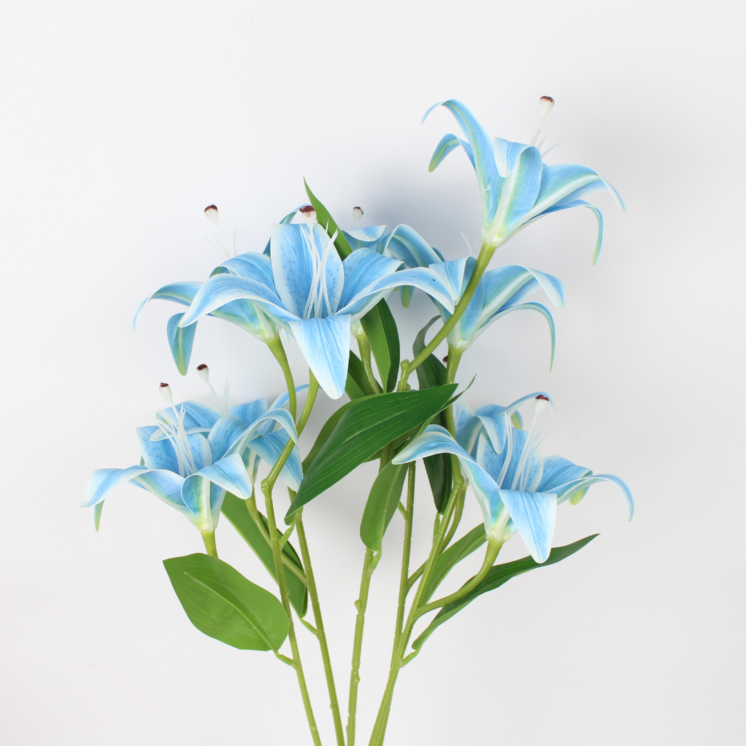Artificial Lily Flower Bunch | Realistic Silk Lily Decorative Flowers