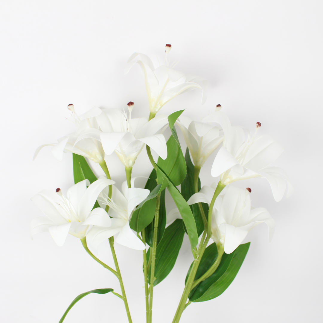 silk white lilies Artificial Lily Flower Bunch