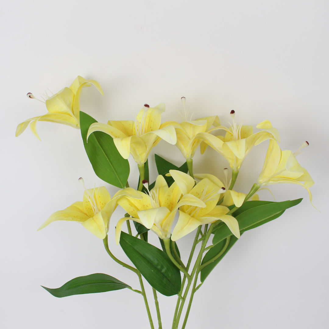 Artificial Lily Flower Bunch | Realistic Silk Lily Decorative Flowers