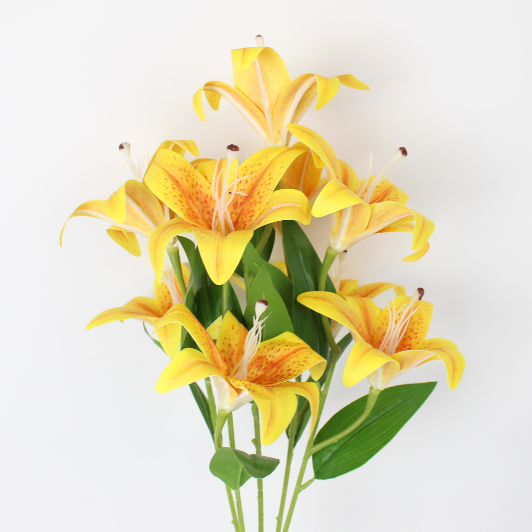 Artificial Lily Flower Bunch | Realistic Silk Lily Decorative Flowers