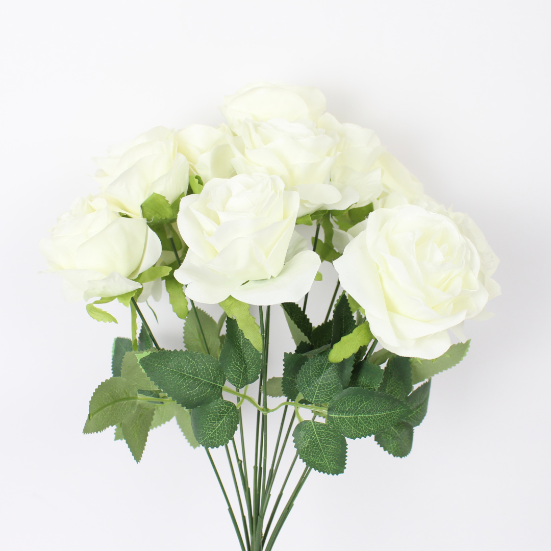 Artificial Rose Flower Bunch – 12pc Head | Realistic Silk Rose Bouquet
