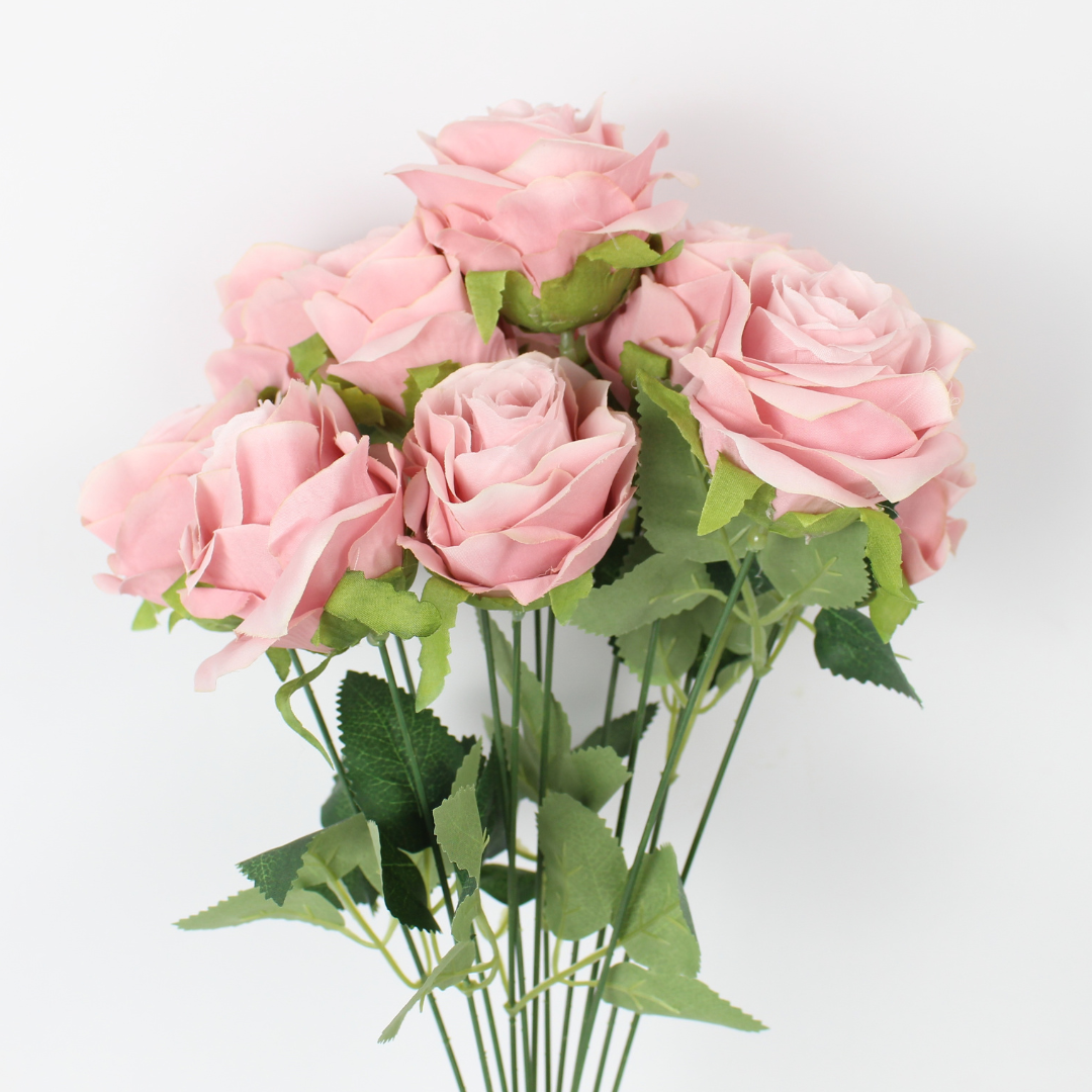 Artificial Rose Flower Bunch – 12pc Head | Realistic Silk Rose Bouquet
