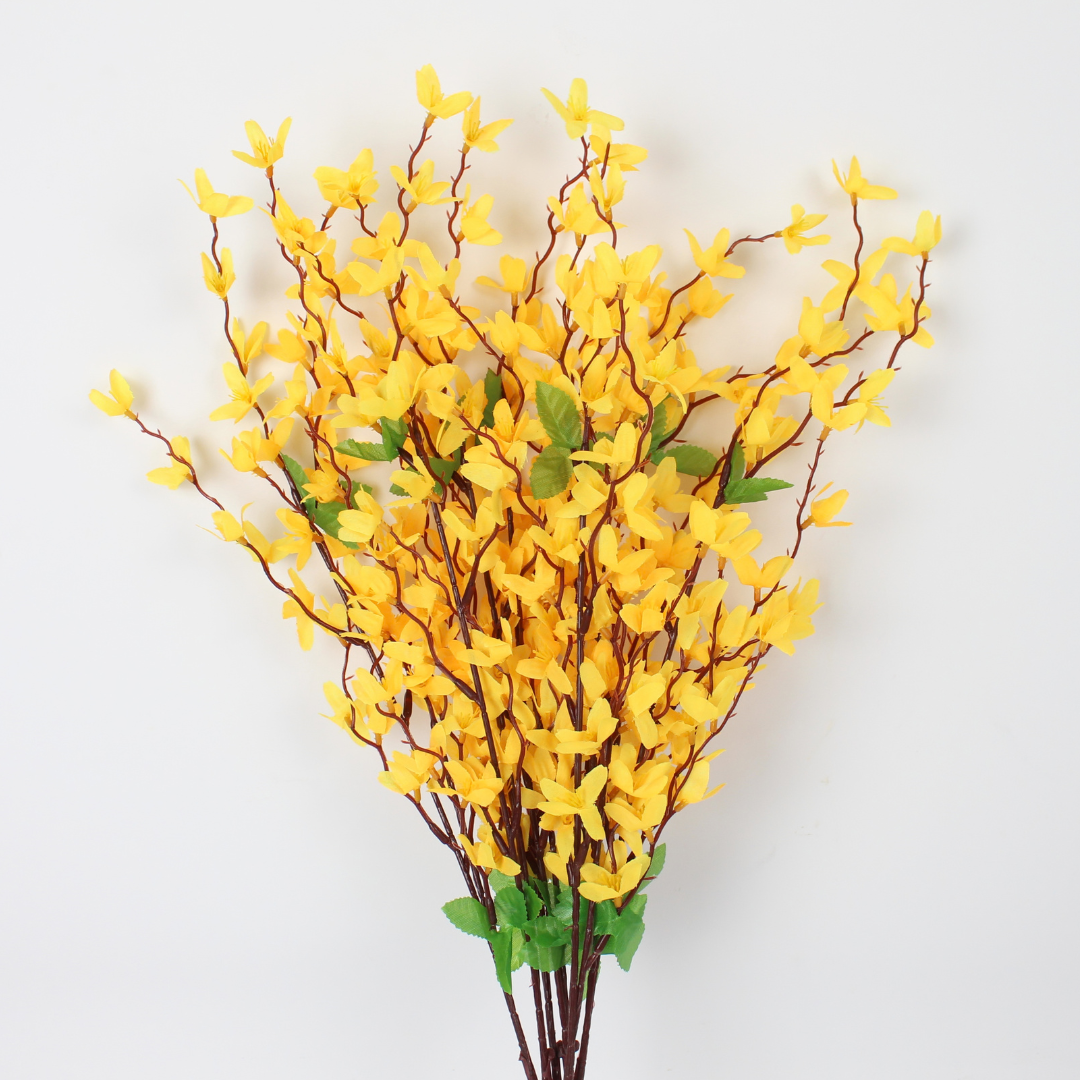 Artificial Forsythia Flower Branches | Realistic Silk Yellow Blooms