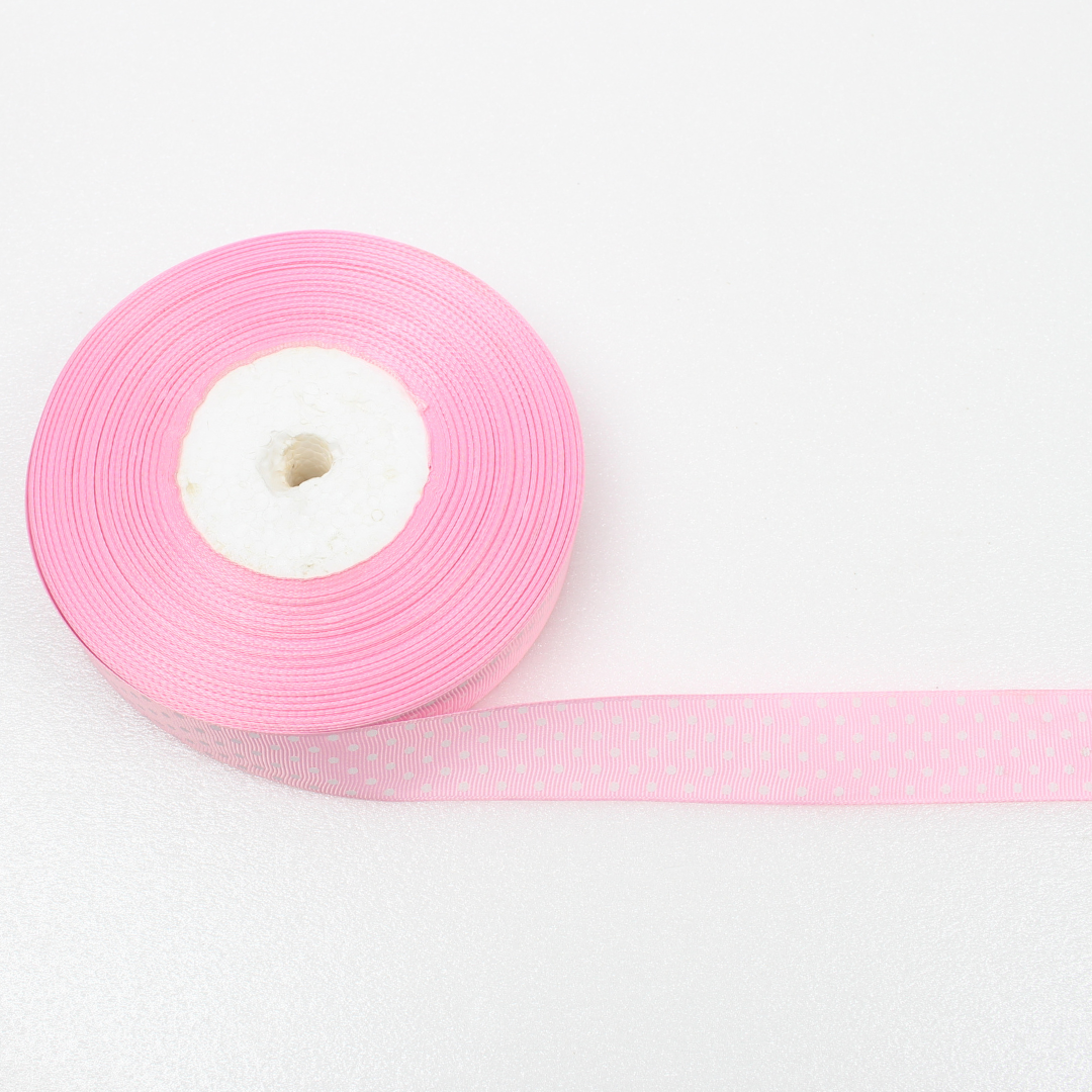 Polka Dot Grosgrain Ribbon 1 Inch 50 Yard | Printed Decorative Ribbon