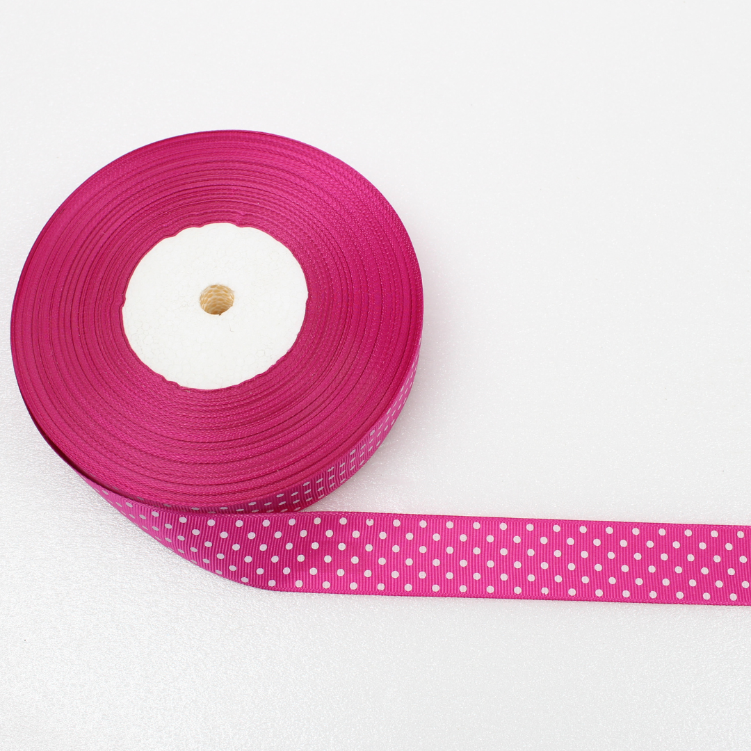Polka Dot Grosgrain Ribbon 1 Inch 50 Yard | Printed Decorative Ribbon