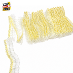 Pleated Organza Ruffled Lace Trim with Metallic Silver Edge Accent – 15 Yard