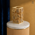 Rustic Pine Wood Log Slice Candle Lantern 14 x 11 x 24 cm