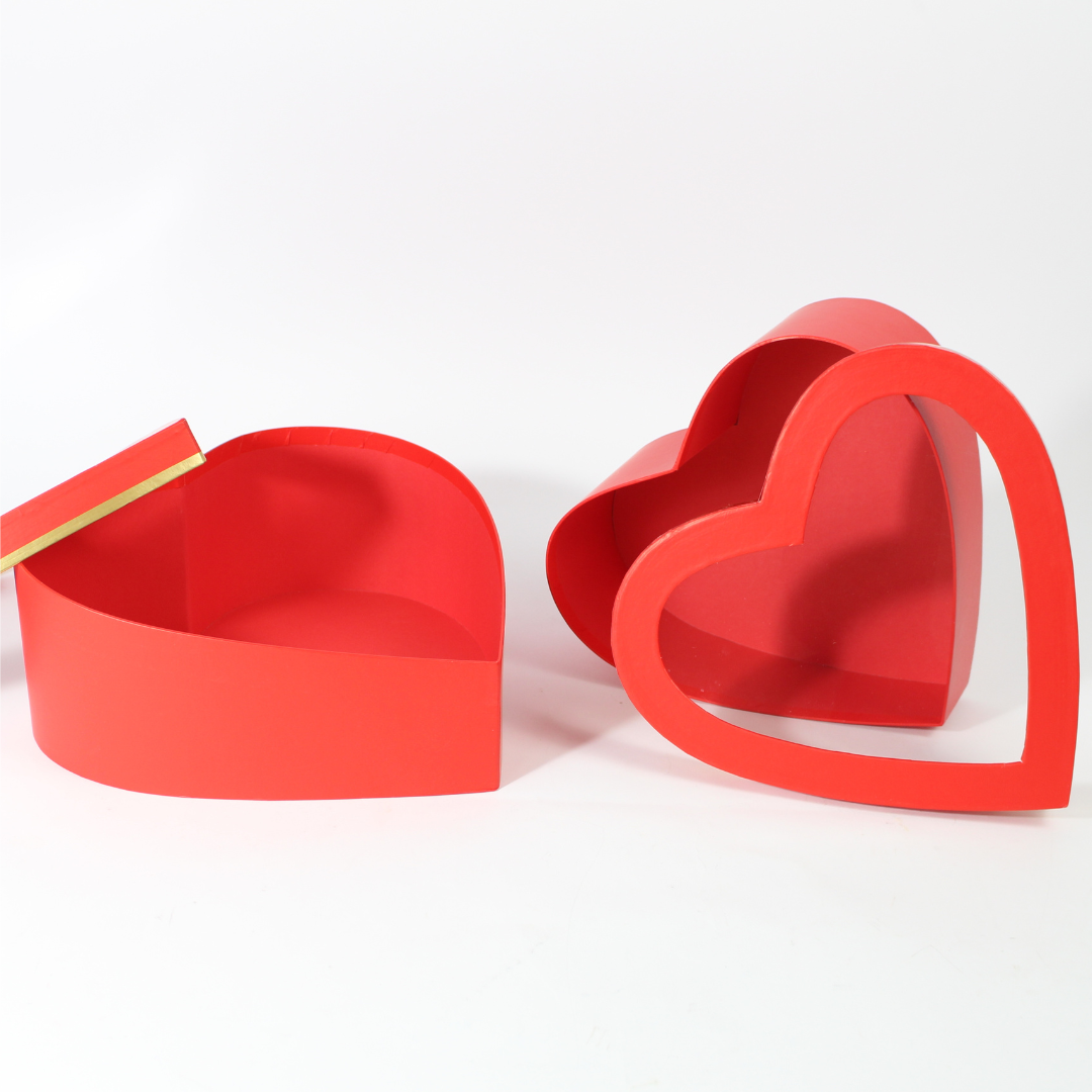 Heart Shaped 2-Piece Gift Box Set with Transparent Top