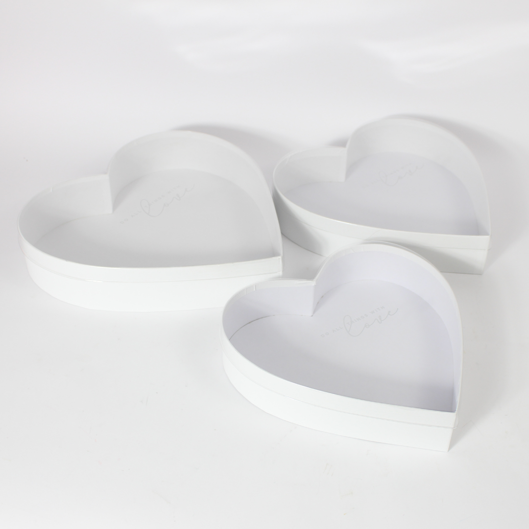 3-Piece Heart-Shaped Gift Box Set with Clear Lids