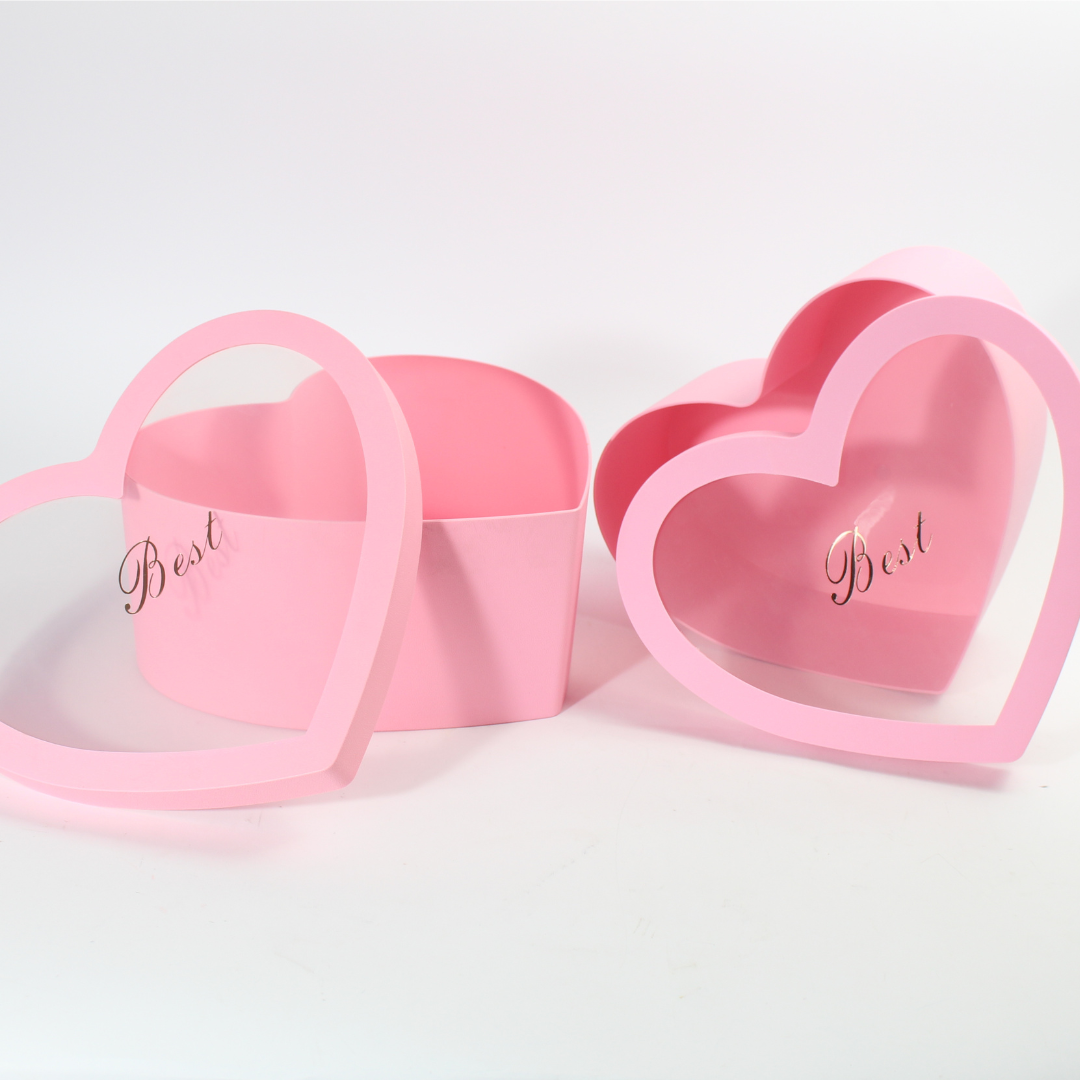 2-Piece PVC Heart-Shaped Gift Box Set with Transparent Lids | Gift Packaging