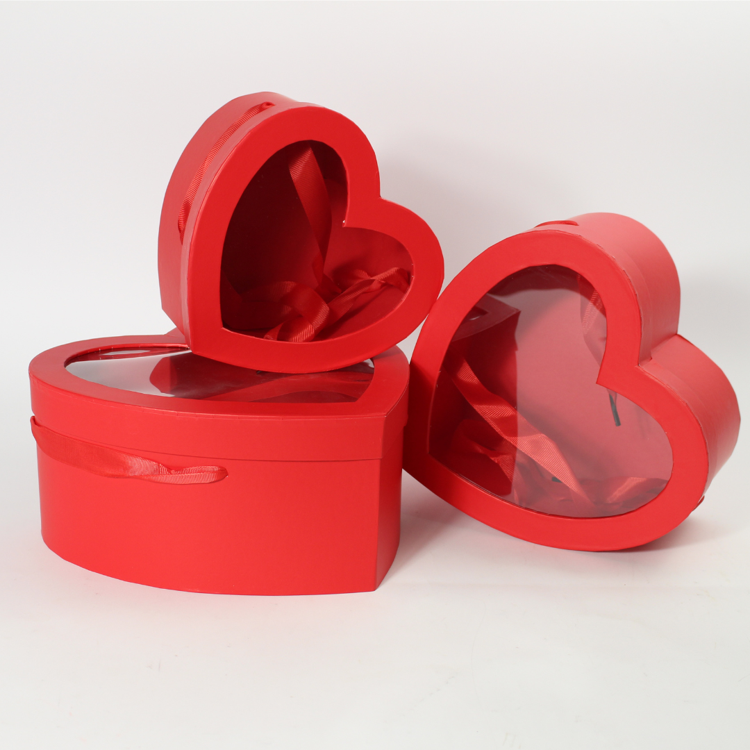 3-Piece Heart-Shaped Gift Box Set with Ribbon | Romantic Gift Packaging