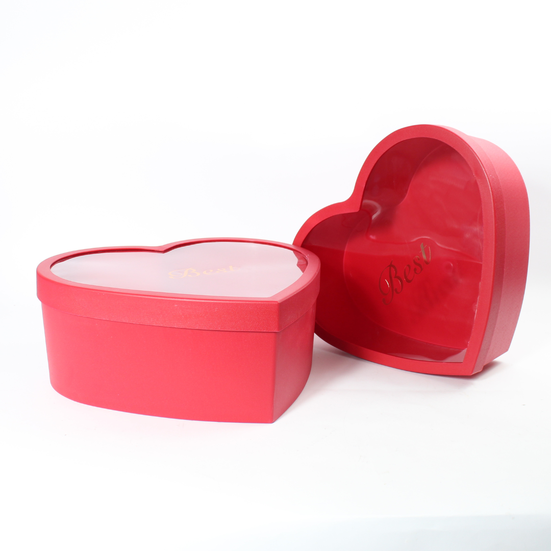 2-Piece Big PVC Heart-Shaped Gift Box Set with Transparent Lids | Premium Packaging