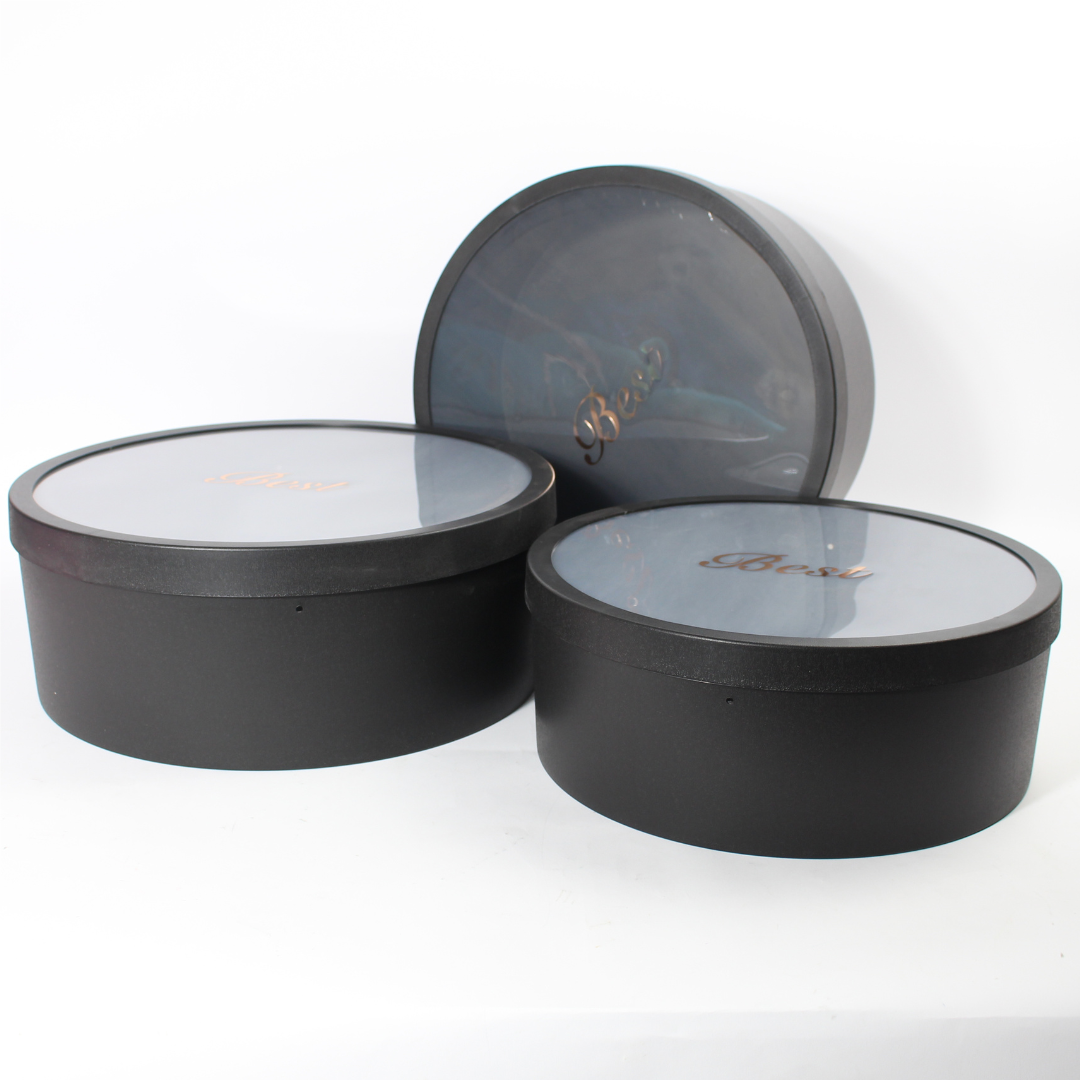3-Piece Round-Shaped PVC Box Set with Transparent Lids | Gift Packaging