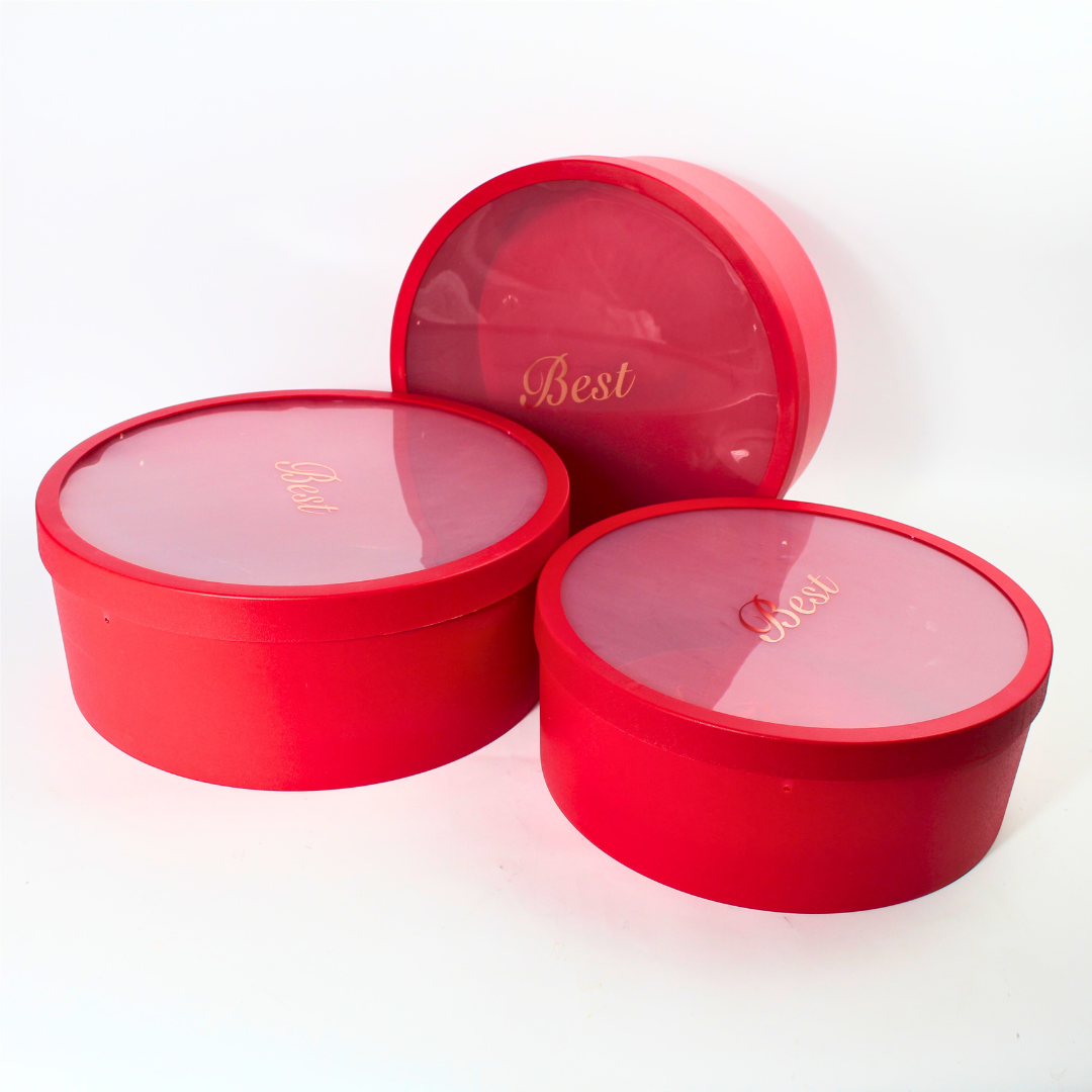 3-Piece Round-Shaped PVC Box Set with Transparent Lids | Gift Packaging