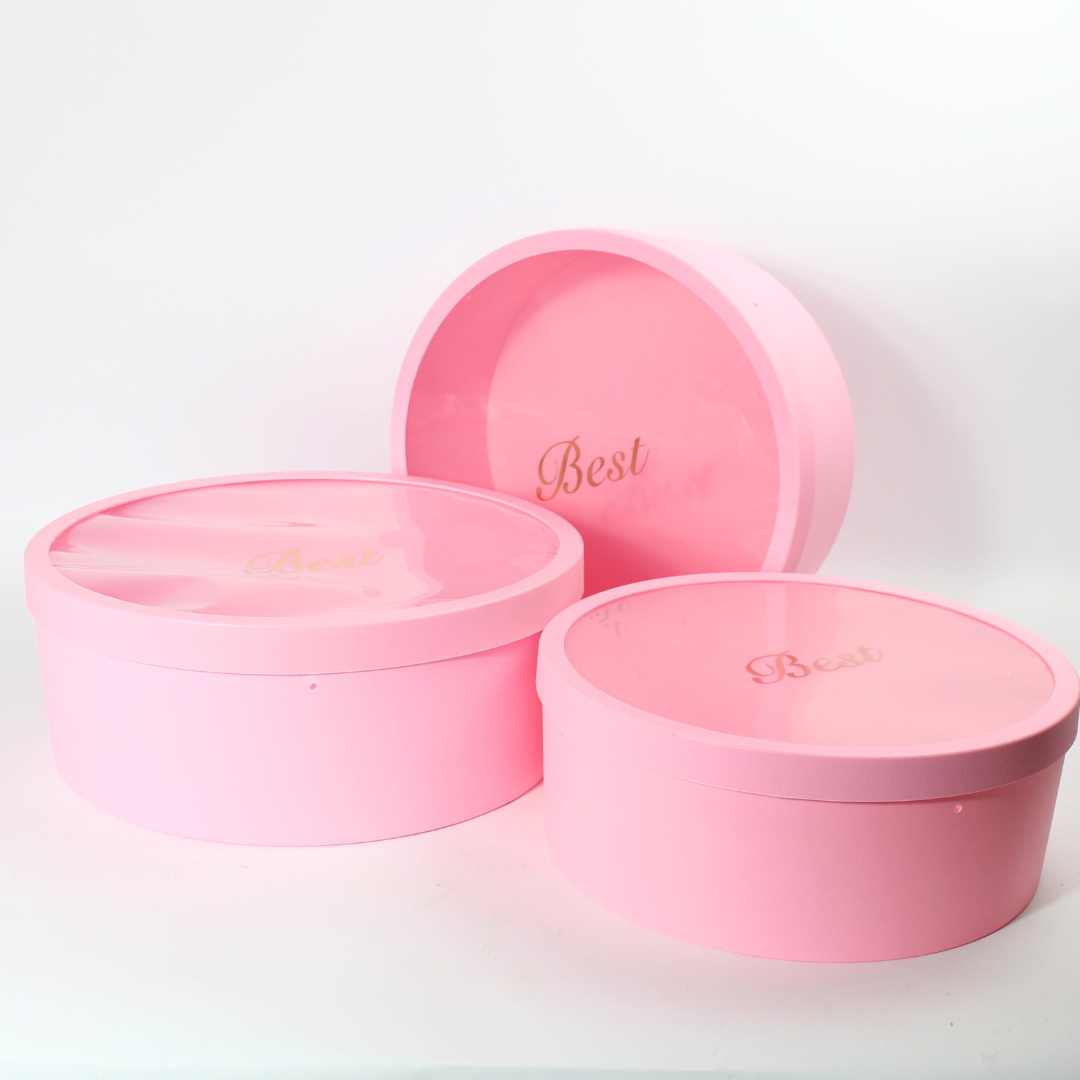 3-Piece Round-Shaped PVC Box Set with Transparent Lids | Gift Packaging