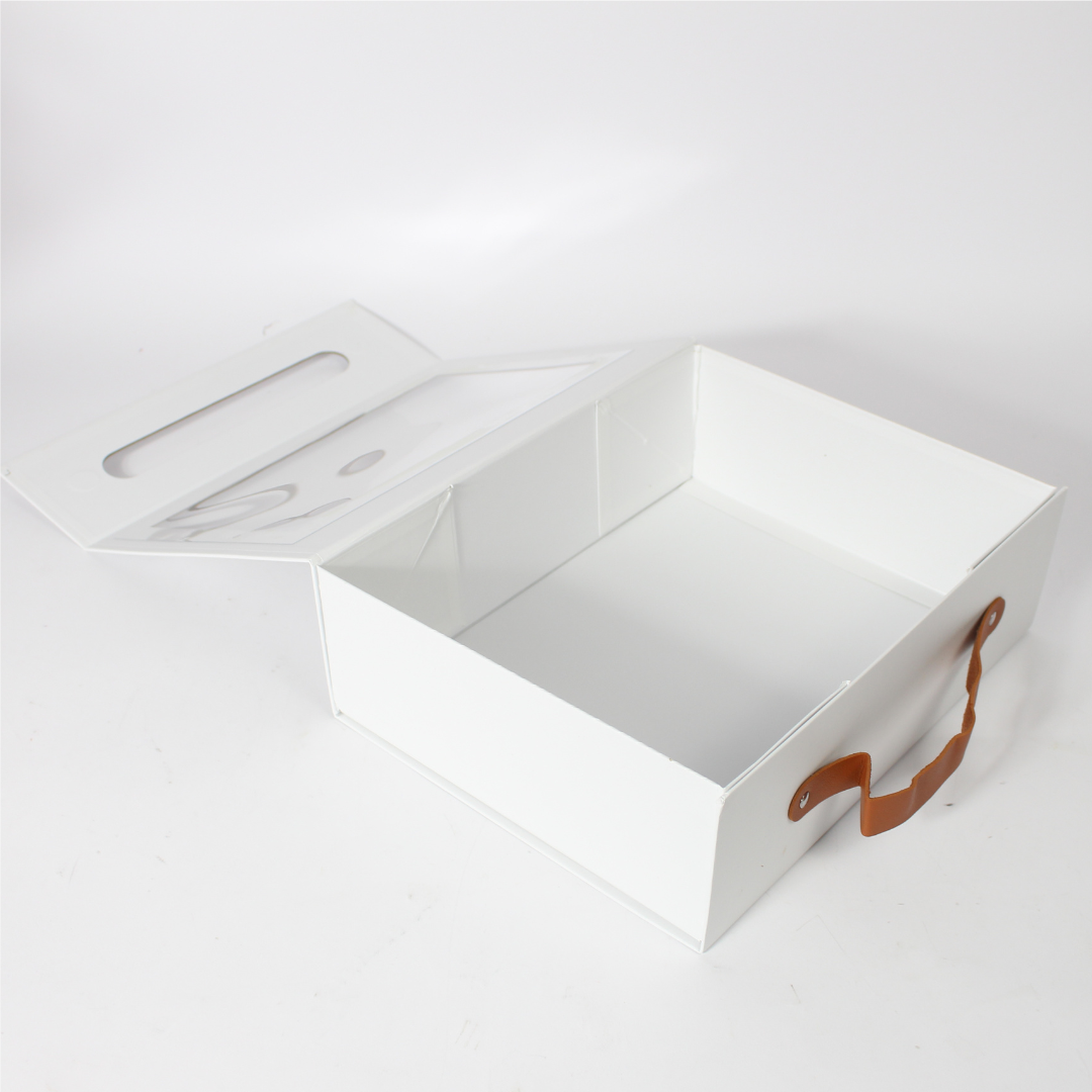 Foldable Square Box with Handle and Transparent Lid | Convenient Gift Packaging