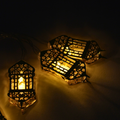 Golden Metal Small Lantern Shaped Battery Light – 2 Metres | Ramadan & Festive Décor(without battery)