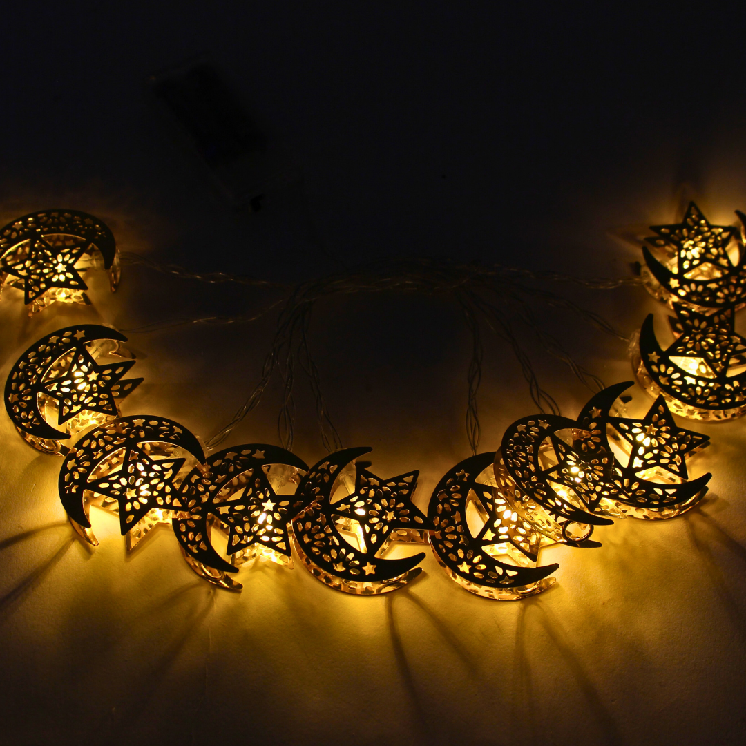 Moon & Star Shaped Battery Light 2 Metres | Ramadan & Gergean Décor(without battery)