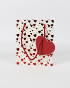 Heart Printed Paper Bag with Red Heart Tag | Mini Gift Bags – 12pcs Pack
