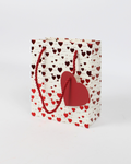 Heart Printed Paper Bag with Red Heart Tag | Mini Gift Bags – 12pcs Pack