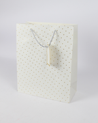 Paper Bag with Golden Polka Dot and Empty Tag | Large Gift Bags – 12pcs
