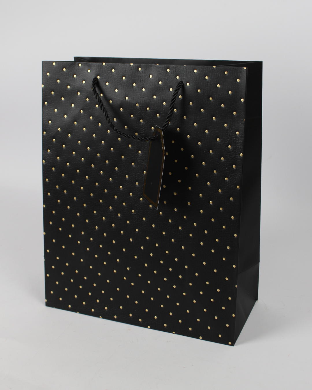 Paper Bag with Golden Polka Dot and Empty Tag | Large Gift Bags – 12pcs