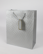 Paper Bag with Golden Polka Dot and Empty Tag | Large Gift Bags – 12pcs