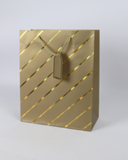 Paper Bag with Gold Foil Line Print and Empty Tag | Large Gift Bags – 12pcs