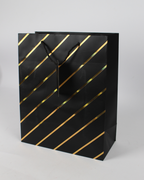 Paper Bag with Gold Foil Line Print and Empty Tag | Large Gift Bags – 12pcs