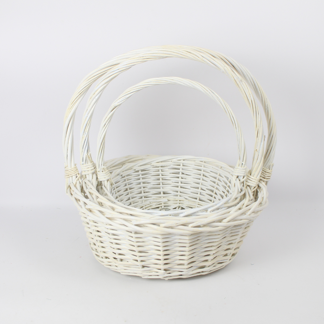 3pcs Nested White Wicker Basket Set | Storage, Décor & Gift Hampers