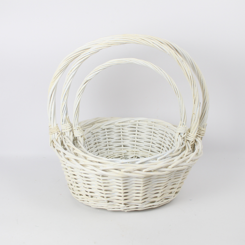 3pcs Nested White Wicker Basket Set | Storage, Décor & Gift Hampers