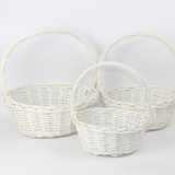 3pcs Nested White Wicker Basket Set | Storage, Décor & Gift Hampers