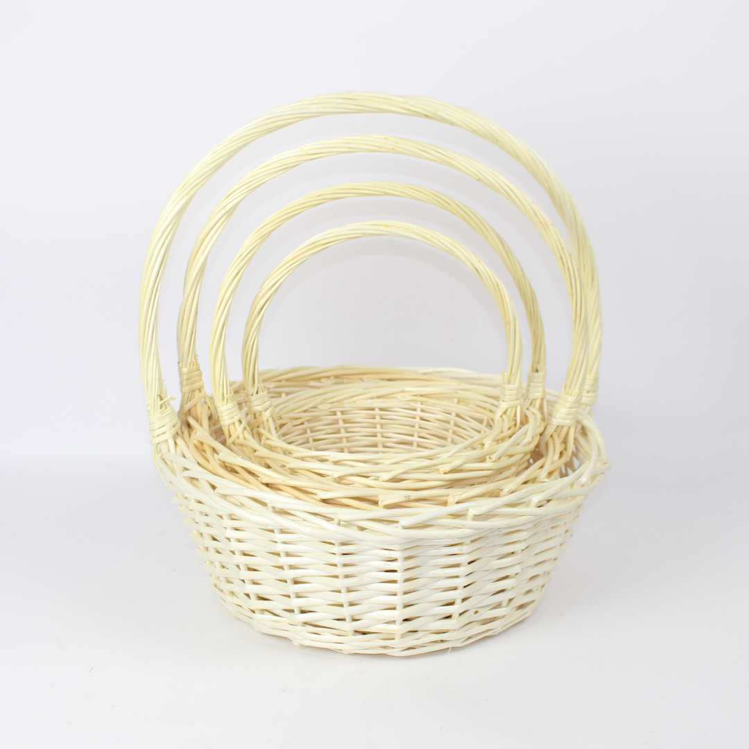 4pcs Nested Beige Wicker Basket Set | Storage & Gift Hampers
