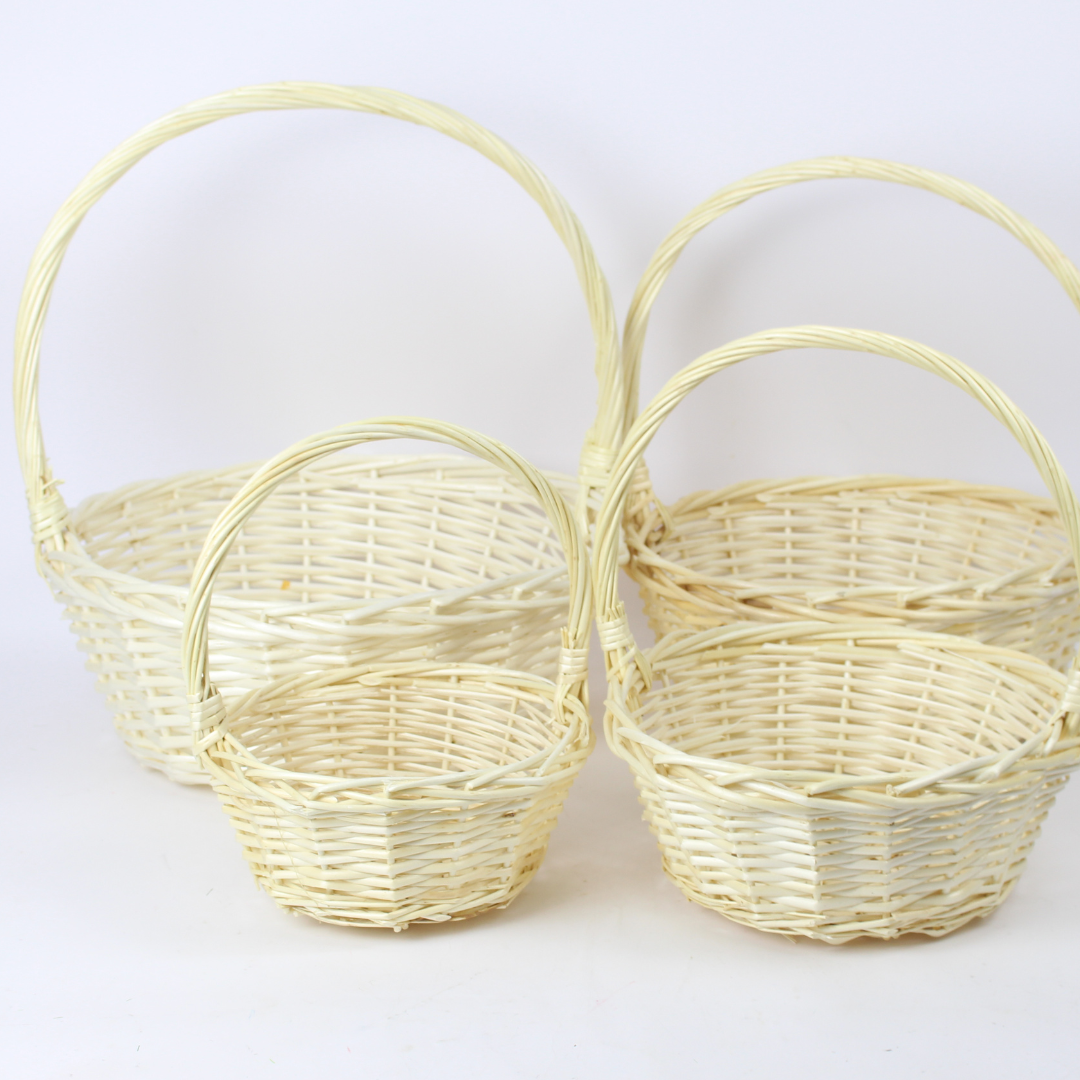 4pcs Nested Beige Wicker Basket Set | Storage & Gift Hampers